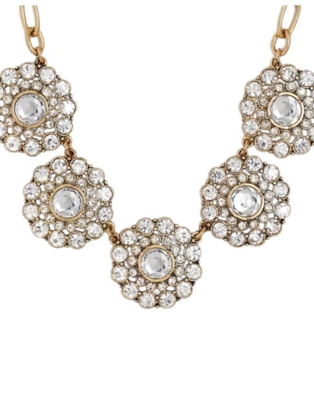 J. Crew Goldtone Floral Crystal Bib Necklace
